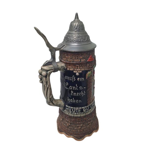 Vintage West Germany Heute Du Und Morgen German Ceramic Beer Stein Music Box - Picture 3 of 5